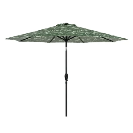 9' Monstera Palm Crank Lift and 3 Position Tilt Patio Umbrella